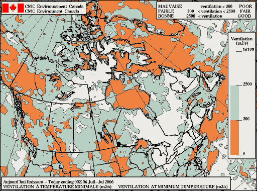 Carte de ventilation du Canada