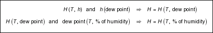 H(T,h) and h(dew point) ⇒ H = H(T, dew point); H(T, dew point) and dew point(T, % of humidity) ⇒ H = H(T, % of humidity)