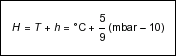 H = T + (5 / 9)(e - 10)