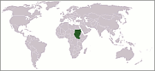 Vue de la position du Soudan sur une mappemonde; le Soudan est situé dans l'ouest de l'Afrique