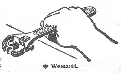 Dessin d'une main droite tenant un wescott à la position horizontale