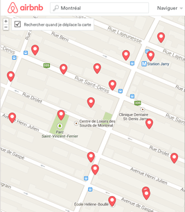 Carte de recherche Airbnb dans Villeray