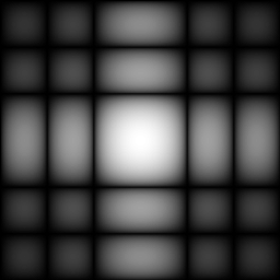 Image 2-D du logarithme de la transformée de Fourier de l'intensité du carré blanc